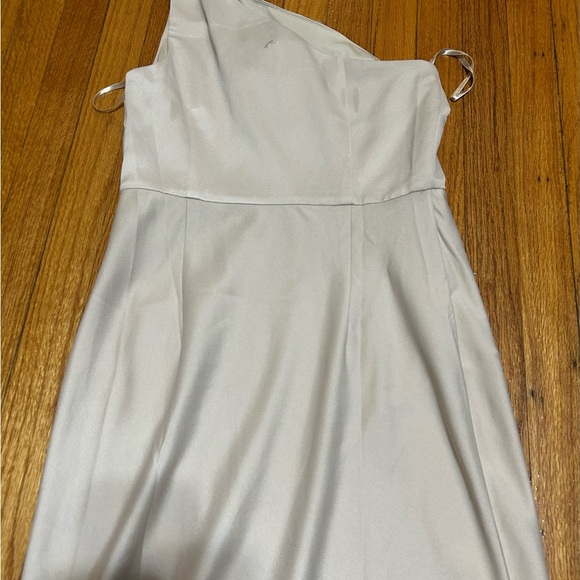 BHLDN Dylan One-Shoulder Satin Side-Slit Gown Champagne Womens Sz 8 - Picture 14 of 16